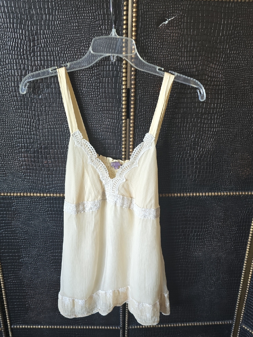 Hale Bob Yellow Chemise with White Lace Trim
